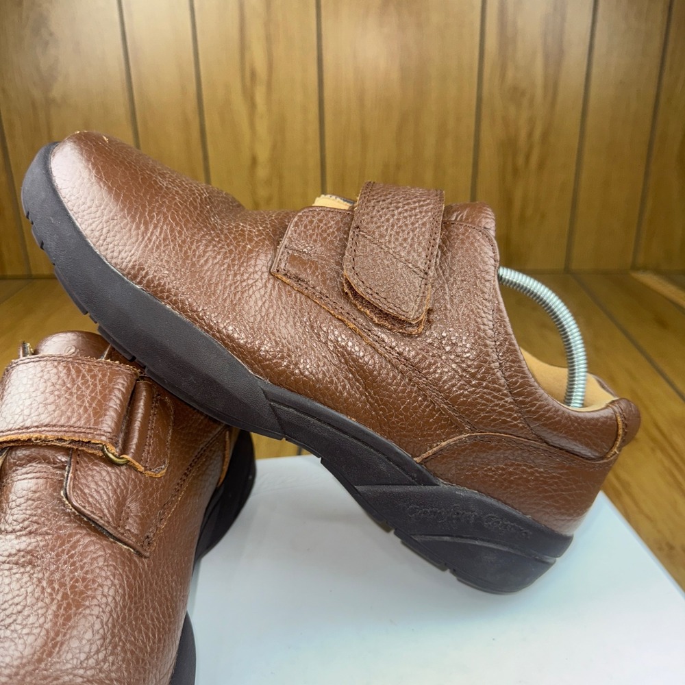 Dr Comfort William Brown Leather Hook and Loop Diabetic Comfort Shoes  13 Wide